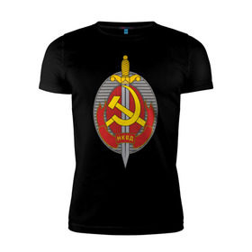 Мужская футболка премиум с принтом НКВД в Петрозаводске, 92% хлопок, 8% лайкра | приталенный силуэт, круглый вырез ворота, длина до линии бедра, короткий рукав | нагрудный знак | символика ссср | ссср | эмблема