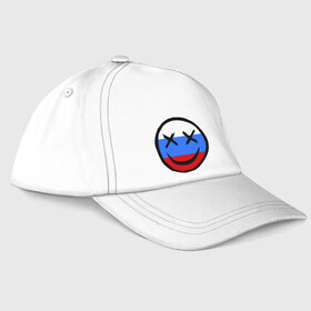 Бейсболка с принтом Русский смайл в Петрозаводске, 100% хлопок | классический козырек, металлическая застежка-регулятор размера | russia | россия | смайл | улыбка | флаг