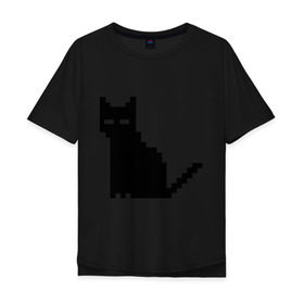Мужская футболка хлопок Oversize с принтом Пиксельный котик в Петрозаводске, 100% хлопок | свободный крой, круглый ворот, “спинка” длиннее передней части | Тематика изображения на принте: 90 | cat | kitten | kitty | pixel | кот | котейка | котик | котики | пиксель