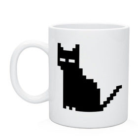Кружка с принтом Пиксельный котик в Петрозаводске, керамика | объем — 330 мл, диаметр — 80 мм. Принт наносится на бока кружки, можно сделать два разных изображения | Тематика изображения на принте: 90 | cat | kitten | kitty | pixel | кот | котейка | котик | котики | пиксель