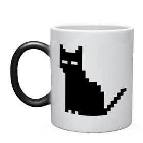 Кружка хамелеон с принтом Пиксельный котик в Петрозаводске, керамика | меняет цвет при нагревании, емкость 330 мл | 90 | cat | kitten | kitty | pixel | кот | котейка | котик | котики | пиксель