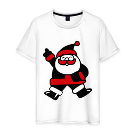 Мужская футболка хлопок с принтом Дед мороз в Петрозаводске, 100% хлопок | прямой крой, круглый вырез горловины, длина до линии бедер, слегка спущенное плечо. | new year | santa | дед | дед мороз | клаус | мороз | новый год | санта | санта клаус