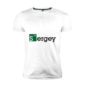 Мужская футболка премиум с принтом Sergey в Петрозаводске, 92% хлопок, 8% лайкра | приталенный силуэт, круглый вырез ворота, длина до линии бедра, короткий рукав | breaking bad | во все тяжкие | имена | мужские имена | серега