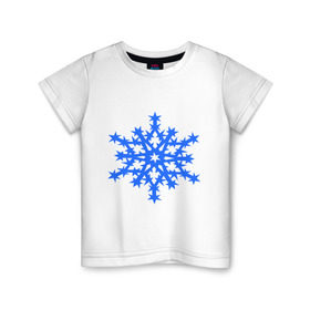 Детская футболка хлопок с принтом Колючая снежинка в Петрозаводске, 100% хлопок | круглый вырез горловины, полуприлегающий силуэт, длина до линии бедер | Тематика изображения на принте: звезда | звездочки | колючая снежинка | снежинка