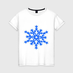Женская футболка хлопок с принтом Колючая снежинка в Петрозаводске, 100% хлопок | прямой крой, круглый вырез горловины, длина до линии бедер, слегка спущенное плечо | звезда | звездочки | колючая снежинка | снежинка