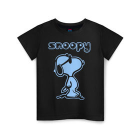 Детская футболка хлопок с принтом Snoopy в Петрозаводске, 100% хлопок | круглый вырез горловины, полуприлегающий силуэт, длина до линии бедер | Тематика изображения на принте: snoopy | мультфильм | снупи | снупи в очках | собака