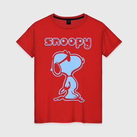 Женская футболка хлопок с принтом Snoopy в Петрозаводске, 100% хлопок | прямой крой, круглый вырез горловины, длина до линии бедер, слегка спущенное плечо | snoopy | мультфильм | снупи | снупи в очках | собака