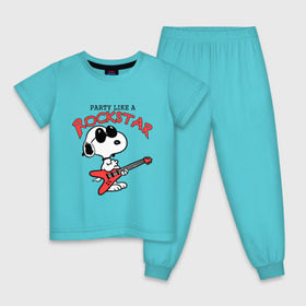 Детская пижама хлопок с принтом Snoopy Rockstar в Петрозаводске, 100% хлопок |  брюки и футболка прямого кроя, без карманов, на брюках мягкая резинка на поясе и по низу штанин
 | гитара