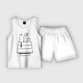 Детская пижама с шортами хлопок с принтом Спящий Снупи в Петрозаводске,  |  | snoopy | домик | мультфильм | снупи | собака | спящий снупи