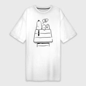 Платье-футболка хлопок с принтом Спящий Снупи в Петрозаводске,  |  | Тематика изображения на принте: snoopy | домик | мультфильм | снупи | собака | спящий снупи