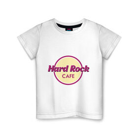 Детская футболка хлопок с принтом Hard rock в Петрозаводске, 100% хлопок | круглый вырез горловины, полуприлегающий силуэт, длина до линии бедер | hard rock cafe | pock | музыка | рок | рок кафе