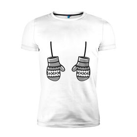 Мужская футболка премиум с принтом Варежки в Петрозаводске, 92% хлопок, 8% лайкра | приталенный силуэт, круглый вырез ворота, длина до линии бедра, короткий рукав | варежка | варежки | рукавички | узор