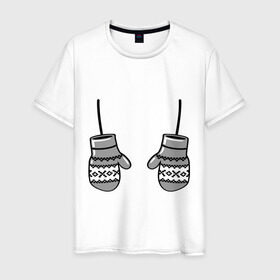 Мужская футболка хлопок с принтом Варежки в Петрозаводске, 100% хлопок | прямой крой, круглый вырез горловины, длина до линии бедер, слегка спущенное плечо. | варежка | варежки | рукавички | узор