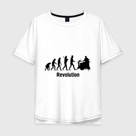 Мужская футболка хлопок Oversize с принтом Revolution в Петрозаводске, 100% хлопок | свободный крой, круглый ворот, “спинка” длиннее передней части | i love rock | music | revolution | rock | skull | музыкантам | рок