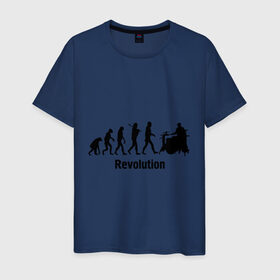 Мужская футболка хлопок с принтом Revolution в Петрозаводске, 100% хлопок | прямой крой, круглый вырез горловины, длина до линии бедер, слегка спущенное плечо. | Тематика изображения на принте: i love rock | music | revolution | rock | skull | музыкантам | рок