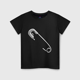 Детская футболка хлопок с принтом Английская булавка в Петрозаводске, 100% хлопок | круглый вырез горловины, полуприлегающий силуэт, длина до линии бедер | safety pin | английская булавка | булавка | булавочка