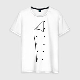 Мужская футболка хлопок с принтом Шеф повар в Петрозаводске, 100% хлопок | прямой крой, круглый вырез горловины, длина до линии бедер, слегка спущенное плечо. | для повара | имитация одежды | одежда | отворот | повар | пуговица | пуговицы | шеф повар