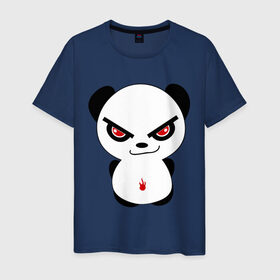Мужская футболка хлопок с принтом Злая панда в Петрозаводске, 100% хлопок | прямой крой, круглый вырез горловины, длина до линии бедер, слегка спущенное плечо. | панда