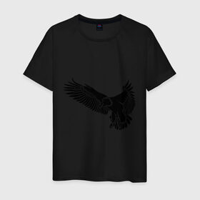 Мужская футболка хлопок с принтом Летящий орел в Петрозаводске, 100% хлопок | прямой крой, круглый вырез горловины, длина до линии бедер, слегка спущенное плечо. | орел | орленок | птица