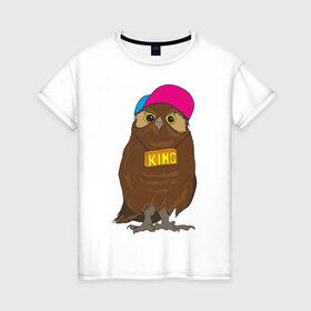 Женская футболка хлопок с принтом Swag owl в Петрозаводске, 100% хлопок | прямой крой, круглый вырез горловины, длина до линии бедер, слегка спущенное плечо | 