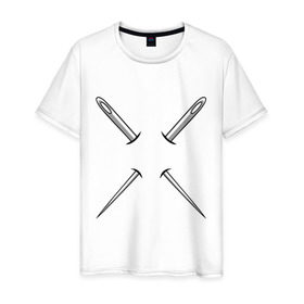 Мужская футболка хлопок с принтом Иглы в Петрозаводске, 100% хлопок | прямой крой, круглый вырез горловины, длина до линии бедер, слегка спущенное плечо. | английская булавка | булавка | иглы | иголка