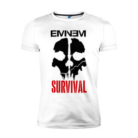 Мужская футболка премиум с принтом Eminem - Survival в Петрозаводске, 92% хлопок, 8% лайкра | приталенный силуэт, круглый вырез ворота, длина до линии бедра, короткий рукав | eminem   survival | gangsta | gansta | hip | hip hop | hop | media | rap | survival выживание | еп | рэп | рэпчина | хип | хип хоп | хоп | эминем
