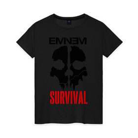 Женская футболка хлопок с принтом Eminem - Survival в Петрозаводске, 100% хлопок | прямой крой, круглый вырез горловины, длина до линии бедер, слегка спущенное плечо | eminem   survival | gangsta | gansta | hip | hip hop | hop | media | rap | survival выживание | еп | рэп | рэпчина | хип | хип хоп | хоп | эминем