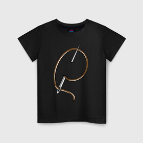 Детская футболка хлопок с принтом Иголка с ниткой в Петрозаводске, 100% хлопок | круглый вырез горловины, полуприлегающий силуэт, длина до линии бедер | safety pin | английская булавка | булавка | булавочка | иголка с ниткой