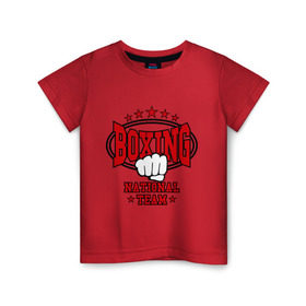 Детская футболка хлопок с принтом Boxing national team в Петрозаводске, 100% хлопок | круглый вырез горловины, полуприлегающий силуэт, длина до линии бедер | Тематика изображения на принте: кикбоксинг
