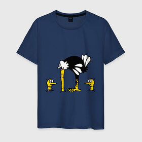 Мужская футболка хлопок с принтом страус в Петрозаводске, 100% хлопок | прямой крой, круглый вырез горловины, длина до линии бедер, слегка спущенное плечо. | голова | животные | прикольные | птица | птицы | страус