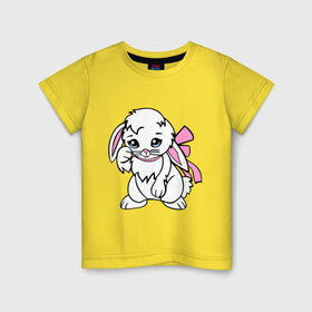 Детская футболка хлопок с принтом Зайка в Петрозаводске, 100% хлопок | круглый вырез горловины, полуприлегающий силуэт, длина до линии бедер | зайка | идеи подарков | милая зайка | новый год | подарок