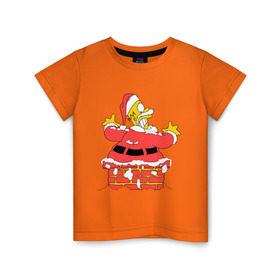 Детская футболка хлопок с принтом Гомер в трубе в Петрозаводске, 100% хлопок | круглый вырез горловины, полуприлегающий силуэт, длина до линии бедер | Тематика изображения на принте: гомер