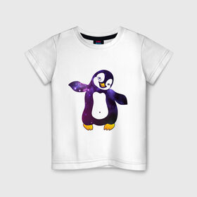 Детская футболка хлопок с принтом Пингвин просто космос в Петрозаводске, 100% хлопок | круглый вырез горловины, полуприлегающий силуэт, длина до линии бедер | пингвин