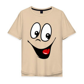 Мужская футболка хлопок Oversize с принтом Заразительная улыбка в Петрозаводске, 100% хлопок | свободный крой, круглый ворот, “спинка” длиннее передней части | Тематика изображения на принте: smile | заразительная улыбка | смайл | смайлик | смайлы | улыбка