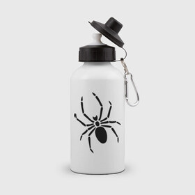 Бутылка спортивная с принтом Страшный паук в Петрозаводске, металл | емкость — 500 мл, в комплекте две пластиковые крышки и карабин для крепления | насекомые | паук | паук на спине | страшный паук | тарантул