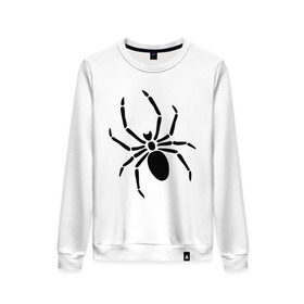 Женский свитшот хлопок с принтом Страшный паук в Петрозаводске, 100% хлопок | прямой крой, круглый вырез, на манжетах и по низу широкая трикотажная резинка  | насекомые | паук | паук на спине | страшный паук | тарантул