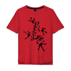 Мужская футболка хлопок Oversize с принтом Лягуха в Петрозаводске, 100% хлопок | свободный крой, круглый ворот, “спинка” длиннее передней части | животные | лягушка | лягушка путешественница | подарки