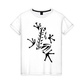 Женская футболка хлопок с принтом Лягуха в Петрозаводске, 100% хлопок | прямой крой, круглый вырез горловины, длина до линии бедер, слегка спущенное плечо | животные | лягушка | лягушка путешественница | подарки