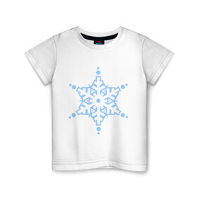 Детская футболка хлопок с принтом Кристальная снежинка в Петрозаводске, 100% хлопок | круглый вырез горловины, полуприлегающий силуэт, длина до линии бедер | 2014 | happy | happy new year | new year | santa | santa clows | год лошади | кристал | кристалическая звезда | кристальная снежинка | лошадь | новый год | олень | рудольф | санта | санта клаус | снег | снежинка