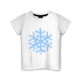 Детская футболка хлопок с принтом Объемная снежинка в Петрозаводске, 100% хлопок | круглый вырез горловины, полуприлегающий силуэт, длина до линии бедер | 2014 | happy | happy new year | new year | santa | год лошади | кристал | лошадь | новый год | объемная снежинка | олень | санта | санта клаус | светиться | снег | снежинка