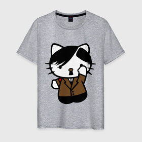 Мужская футболка хлопок с принтом Kitty Hitler в Петрозаводске, 100% хлопок | прямой крой, круглый вырез горловины, длина до линии бедер, слегка спущенное плечо. | kitty hitler | кошки | прикольные картинки