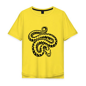 Мужская футболка хлопок Oversize с принтом Силуэт змеи в Петрозаводске, 100% хлопок | свободный крой, круглый ворот, “спинка” длиннее передней части | Тематика изображения на принте: животные | змеиная кожа | змея | прикольные картинки | силуэт змеи