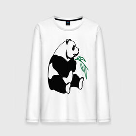 Мужской лонгслив хлопок с принтом Панда и бамбук в Петрозаводске, 100% хлопок |  | бамбук | животные | панда ест бамбук | панда и бамбук