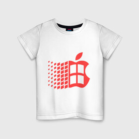 Детская футболка хлопок с принтом Яблоковиндовс в Петрозаводске, 100% хлопок | круглый вырез горловины, полуприлегающий силуэт, длина до линии бедер | антибренд | яблоко | яблоковиндовс