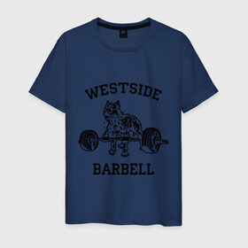 Мужская футболка хлопок с принтом Westside barbell в Петрозаводске, 100% хлопок | прямой крой, круглый вырез горловины, длина до линии бедер, слегка спущенное плечо. | Тематика изображения на принте: westside barbell | силовой спорт | спорт