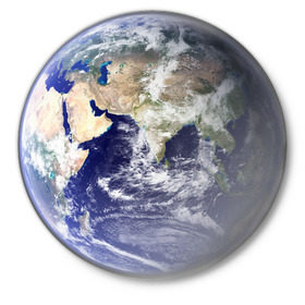 Значок с принтом Планета земля в Петрозаводске,  металл | круглая форма, металлическая застежка в виде булавки | Тематика изображения на принте: вид с космоса | земля | наша планета | планета | планета земля