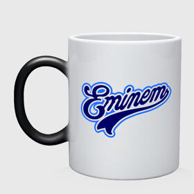 Кружка хамелеон с принтом Eminem logo blue в Петрозаводске, керамика | меняет цвет при нагревании, емкость 330 мл | bad | berzerk | eminem | gangsta | gansta | hip | hip hop | hop | rap | shady | shady records | еп | рэп | рэпчина | хип | хип хоп | хоп | эминем