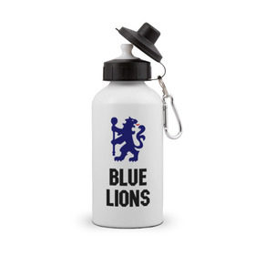 Бутылка спортивная с принтом blue lions (chelsea) в Петрозаводске, металл | емкость — 500 мл, в комплекте две пластиковые крышки и карабин для крепления | blue lions | blue lions (chelsea) | спорт | футбол