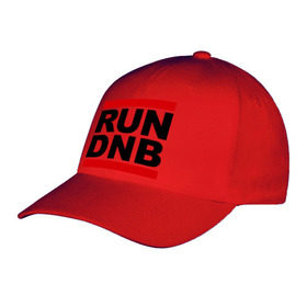 Бейсболка с принтом RUN DNB в Петрозаводске, 100% хлопок | классический козырек, металлическая застежка-регулятор размера | Тематика изображения на принте: dnb | run | run dnb | музыка | электронная