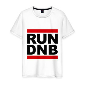 Мужская футболка хлопок с принтом RUN DNB в Петрозаводске, 100% хлопок | прямой крой, круглый вырез горловины, длина до линии бедер, слегка спущенное плечо. | dnb | run | run dnb | музыка | электронная